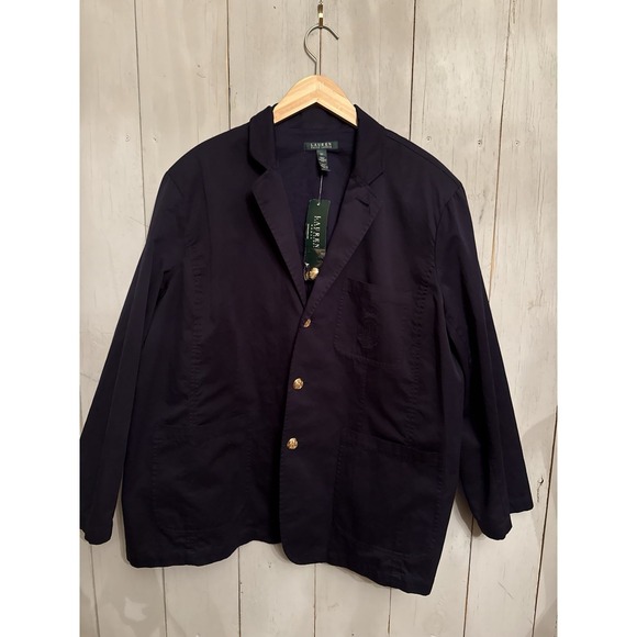 Lauren Ralph Lauren Crest Gold Button Blazer Womens 3X Navy Blue Academia New - Picture 3 of 6